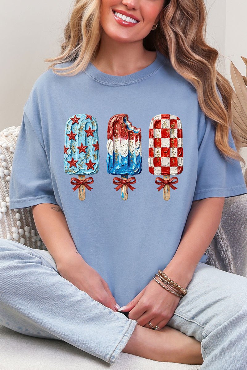 Painted Patriotic Popsicles Comfort Colors Adult Ring - Spun Cotton Tee - Wholesale Accessory Market