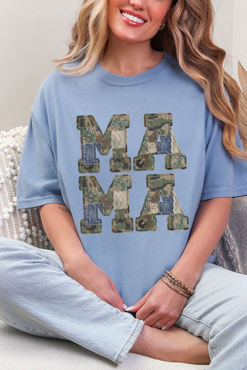 Patchwork Camo Mama Comfort Colors Adult Ring - Spun Cotton Tee - Wholesale Accessory Market