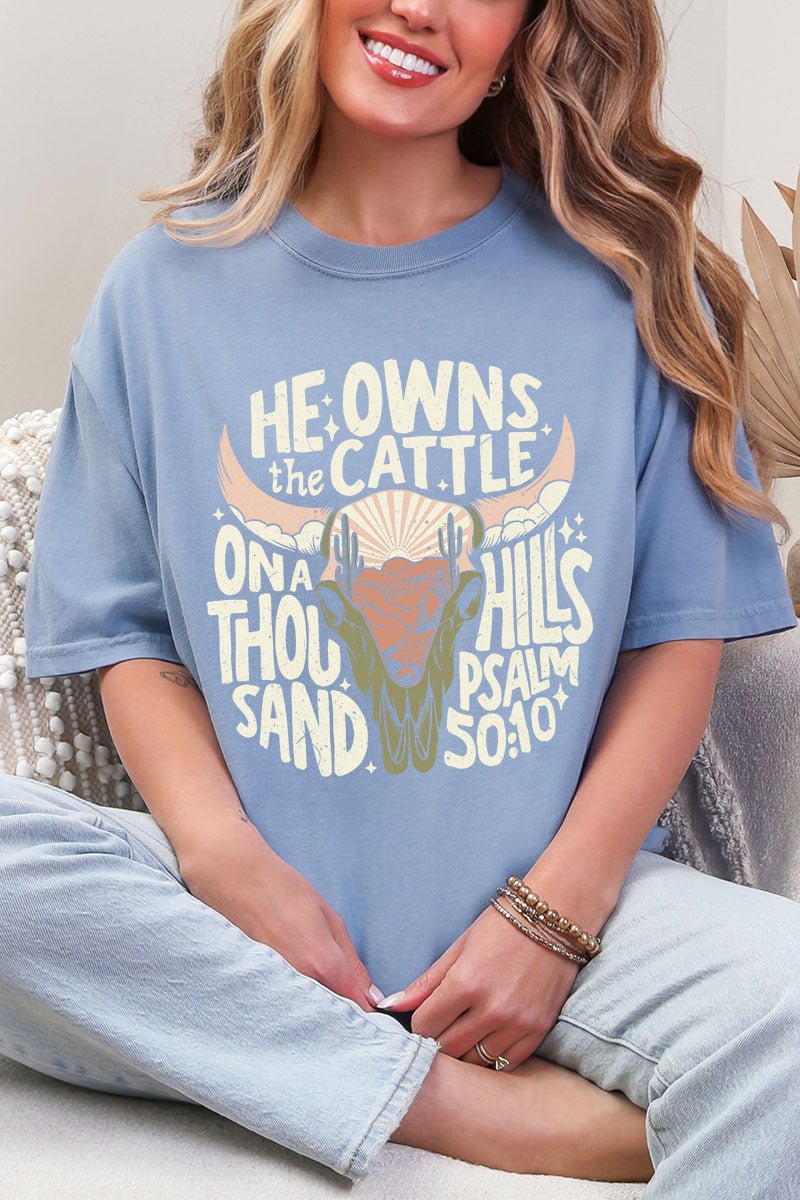 Peach He Owns The Cattle Comfort Colors Adult Ring - Spun Cotton Tee - Wholesale Accessory Market