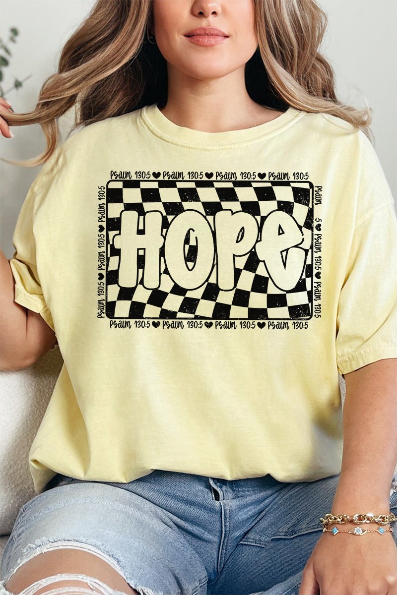 Wavy Checkered Hope Comfort Colors Adult Ring - Spun Cotton Tee - Wholesale Accessory Market