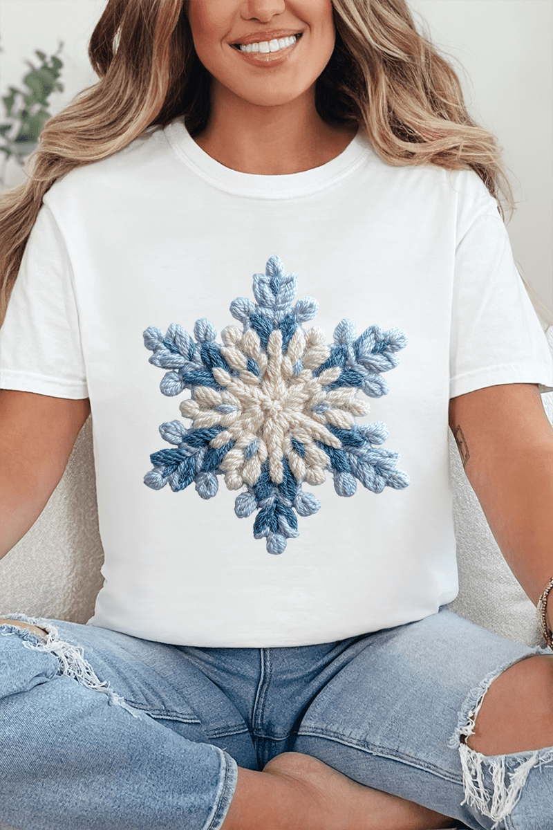 Faux Yarn Snow Day Snowflake Comfort Colors Adult Ring - Spun Cotton Tee - Wholesale Accessory Market