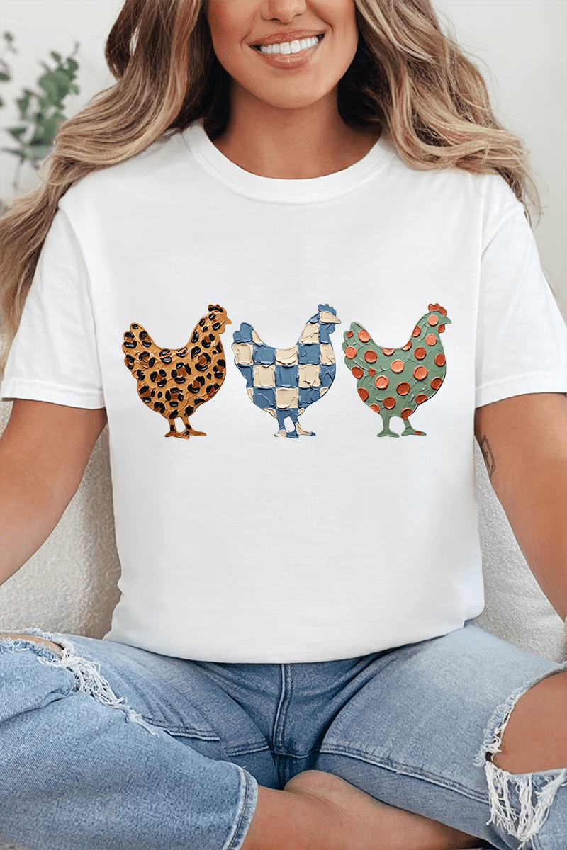 Painted Hen Trio Comfort Colors Adult Ring-Spun Cotton Tee - Wholesale Accessory Market
