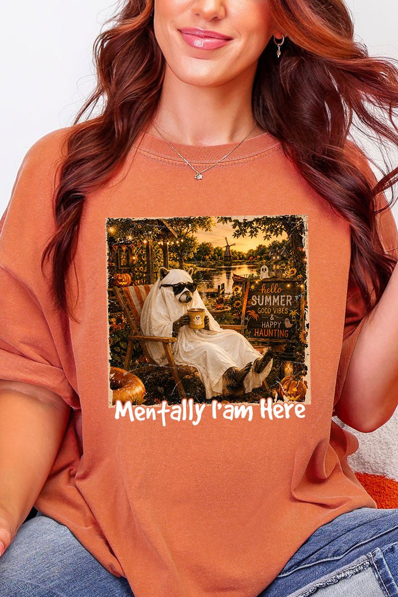 Mentally I Am Here Raccoon Comfort Colors Adult Ring-Spun Cotton Tee - Wholesale Accessory Market