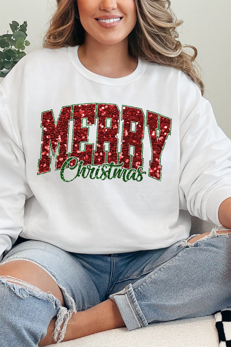 Glitz Merry Christmas Heavy - weight Crew Sweatshirt - Wholesale Accessory Market
