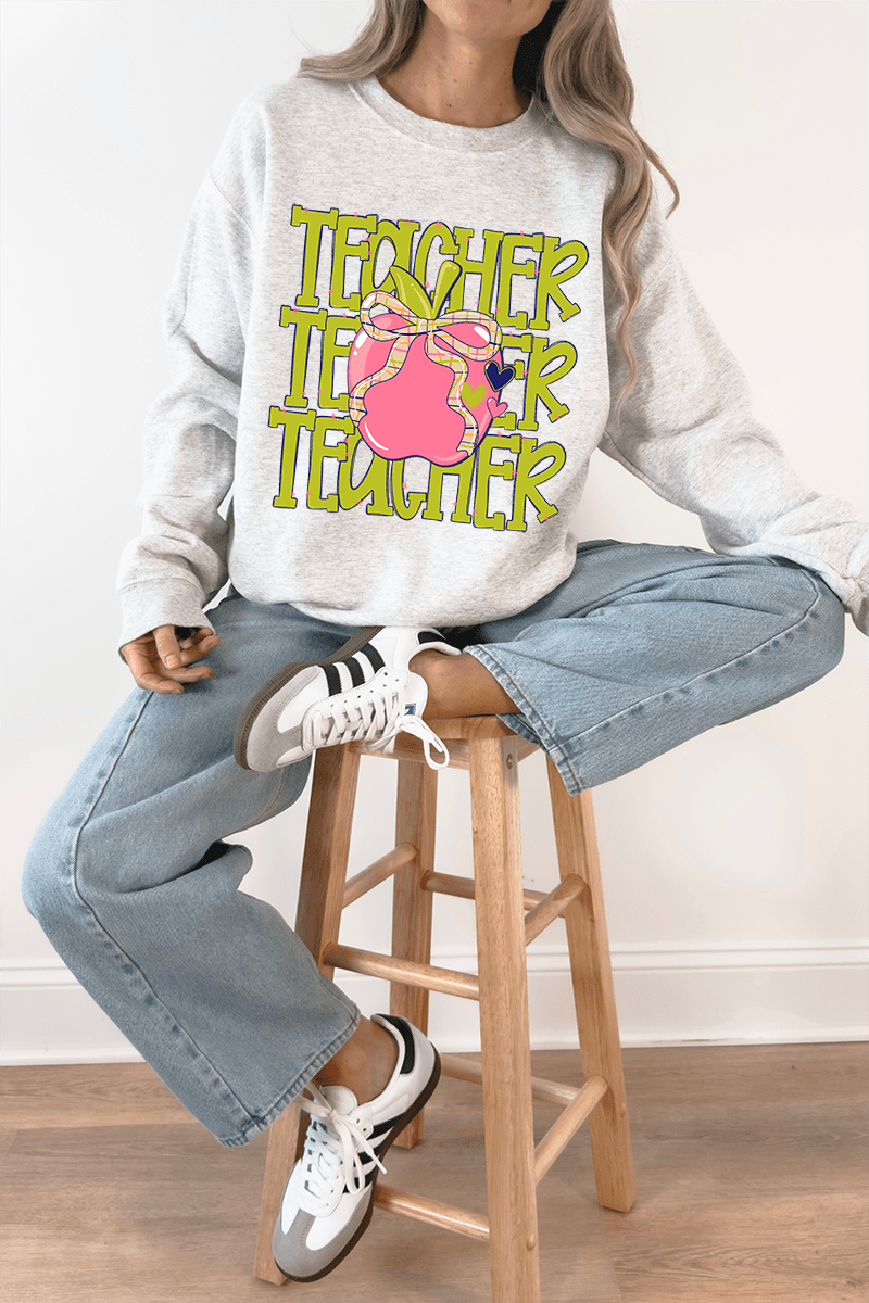 Apple For The Teacher Heavy Blend Crew Sweatshirt - Wholesale Accessory Market