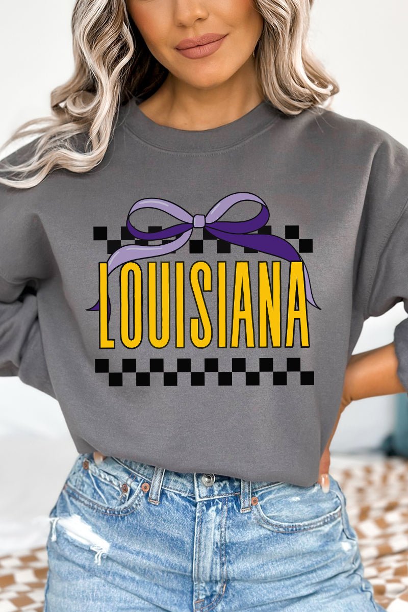 Bow Louisiana Check Heavy - weight Crew Sweatshirt - Wholesale Accessory Market