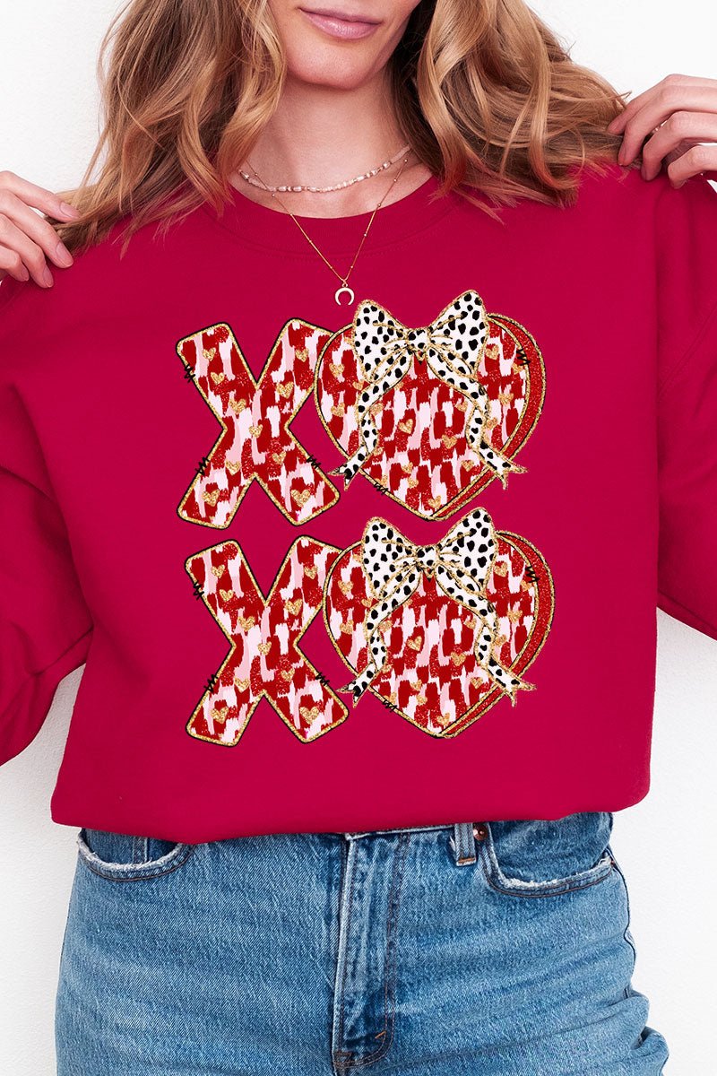 Brushed XOXO Love Heavy - weight Crew Sweatshirt - Wholesale Accessory Market