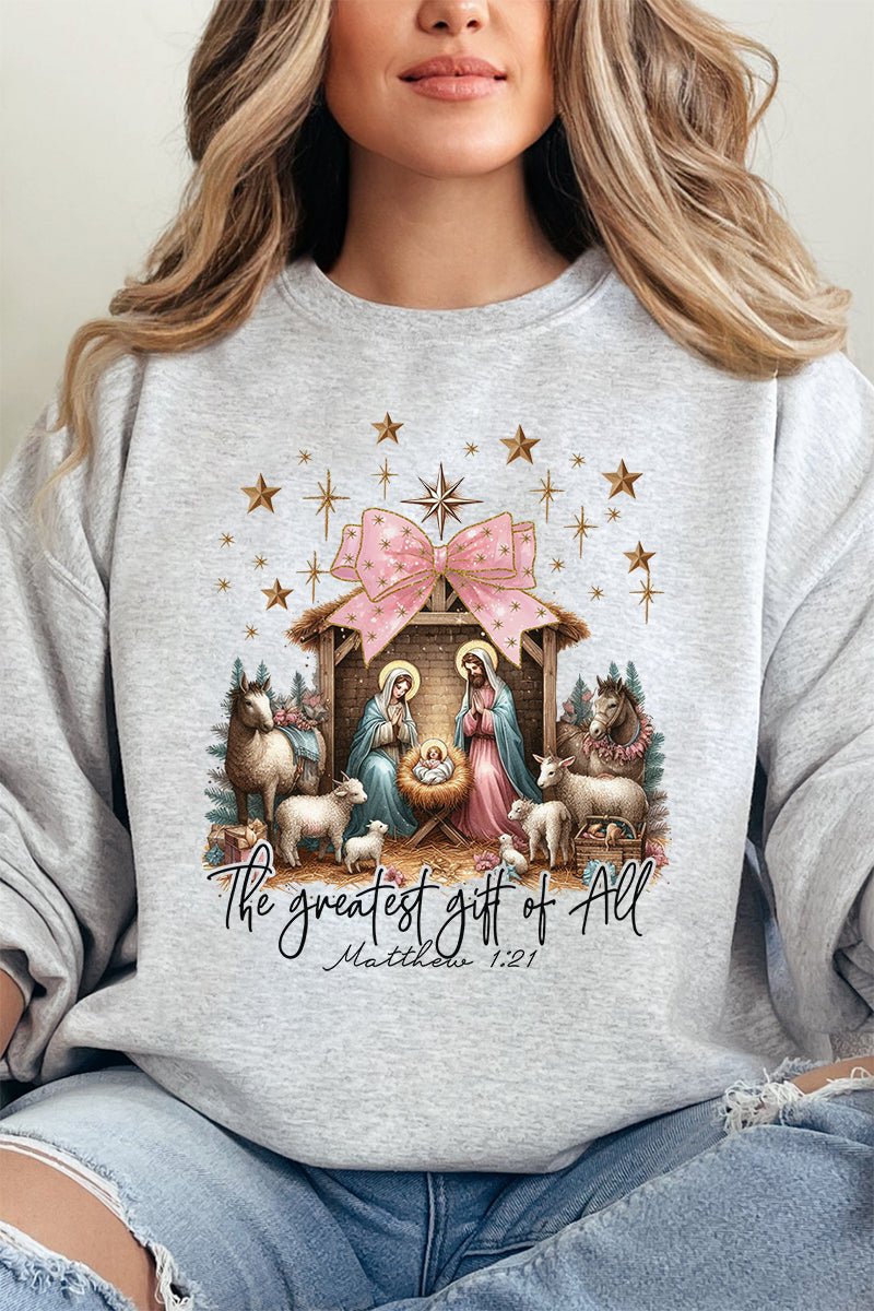 Coquette The Greatest Gift Of All Heavy - weight Crew Sweatshirt - Wholesale Accessory Market