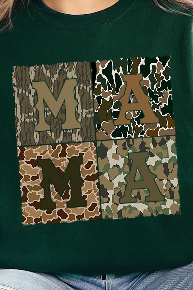 Distressed Camo Mama Heavy - weight Crew Sweatshirt - Wholesale Accessory Market