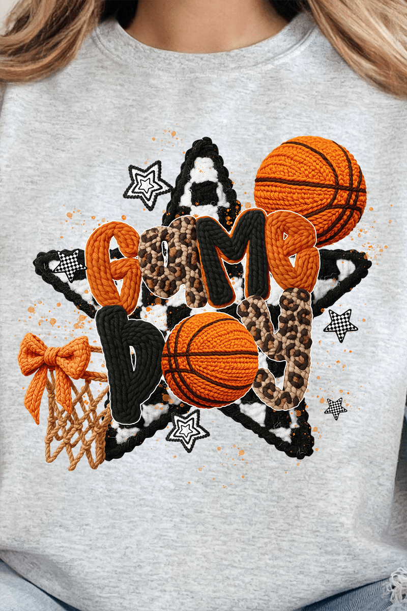 Faux Yarn Basketball Game Day Heavy Blend Crew Sweatshirt - Wholesale Accessory Market