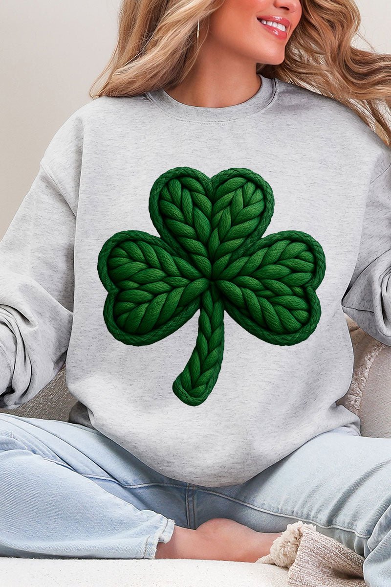 Faux Yarn Clover Heavy Blend Crew Sweatshirt - Wholesale Accessory Market