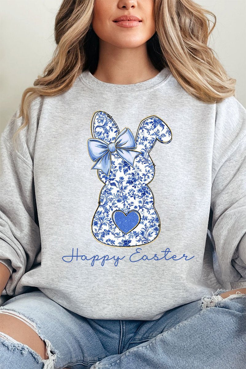 Happy Easter Chinoiserie Bunny Heavy - weight Crew Sweatshirt - Wholesale Accessory Market