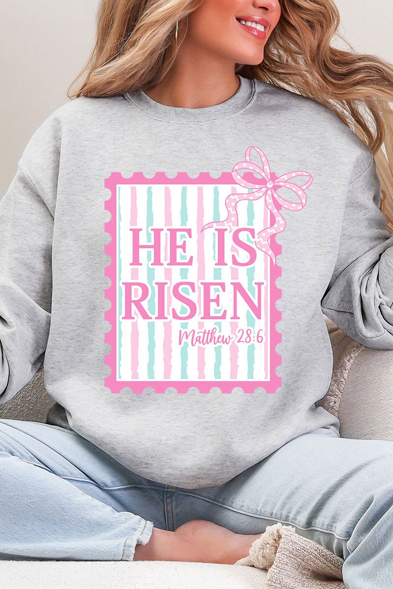 He Is Risen Stamp Heavy Blend Crew Sweatshirt - Wholesale Accessory Market