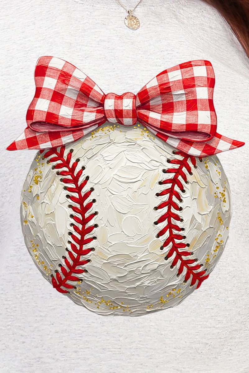 Painted Baseball Bow Heavy Blend Crew Sweatshirt - Wholesale Accessory Market