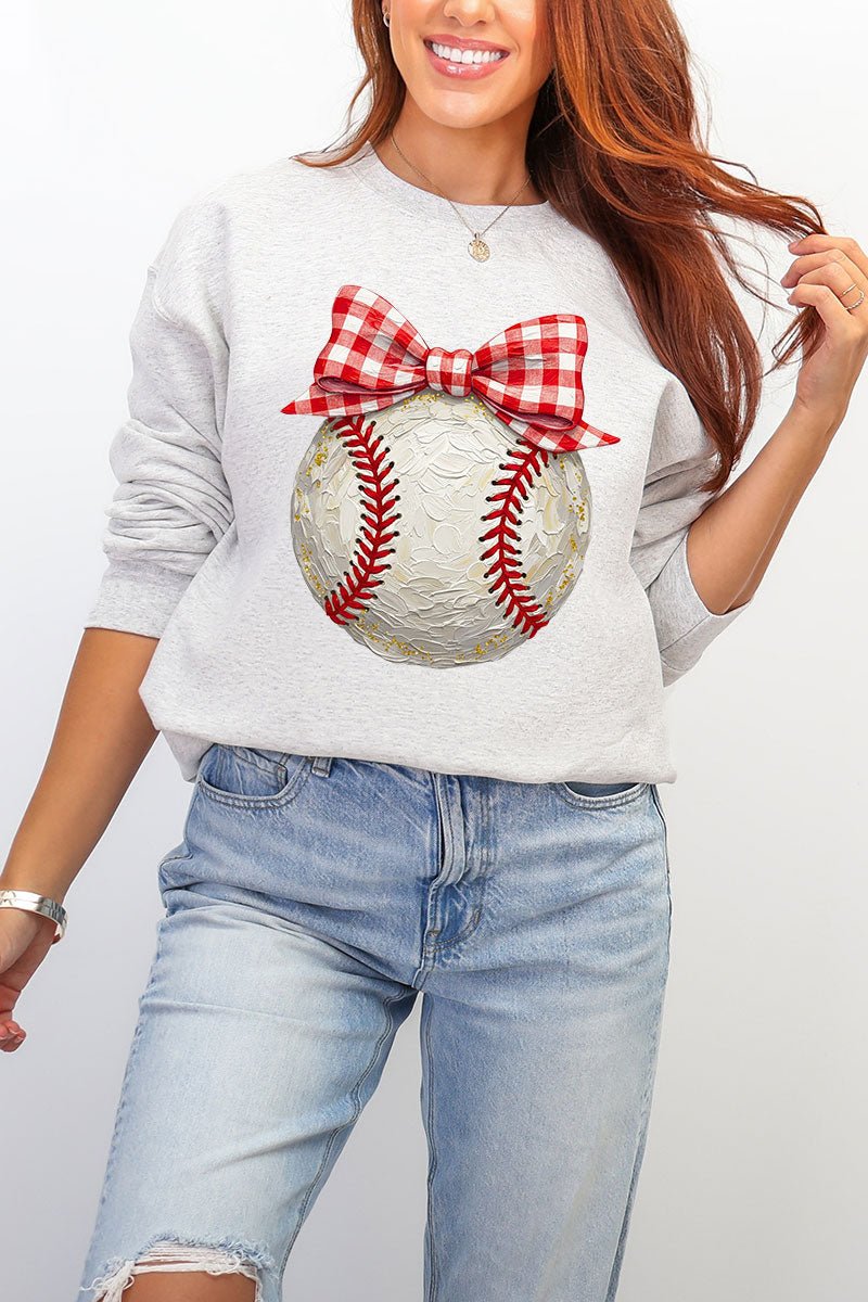 Painted Baseball Bow Heavy Blend Crew Sweatshirt - Wholesale Accessory Market
