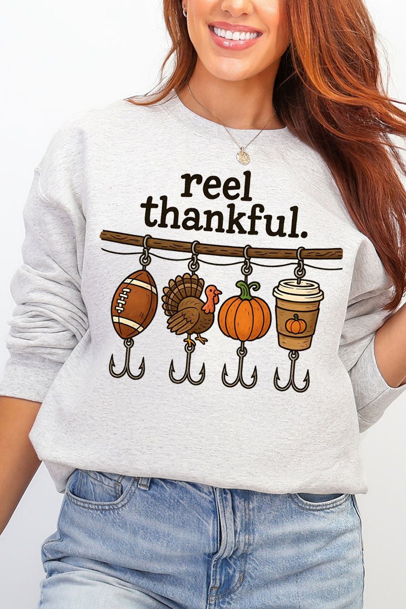 Reel Thankful Heavy Blend Crew Sweatshirt - Wholesale Accessory Market