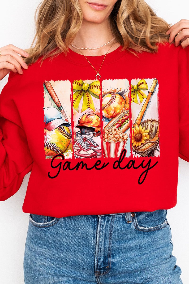 Retro Softball Game Day Heavy - weight Crew Sweatshirt - Wholesale Accessory Market