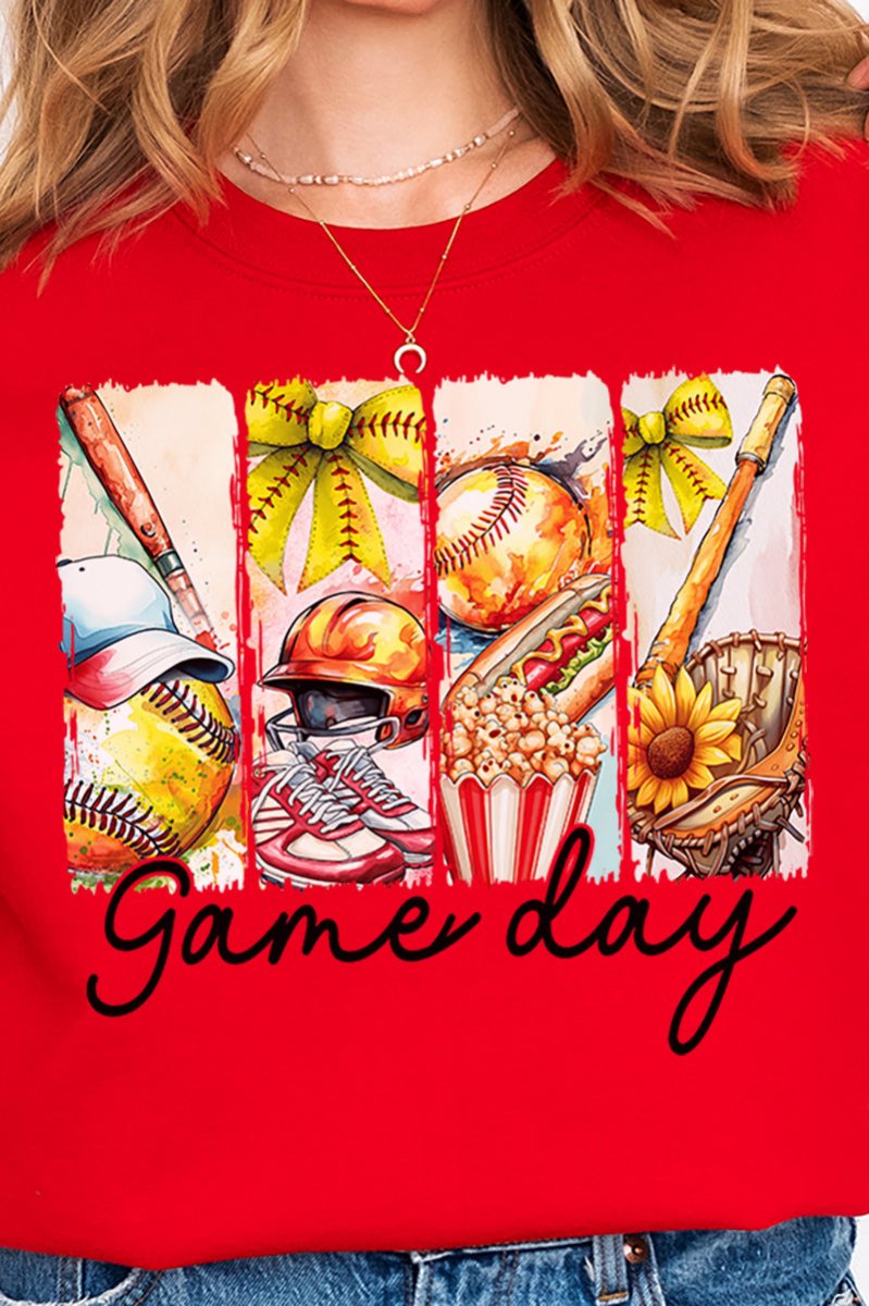 Retro Softball Game Day Heavy - weight Crew Sweatshirt - Wholesale Accessory Market