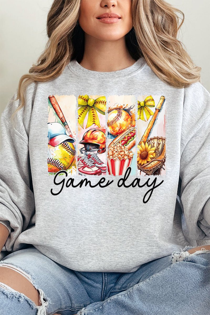Retro Softball Game Day Heavy - weight Crew Sweatshirt - Wholesale Accessory Market