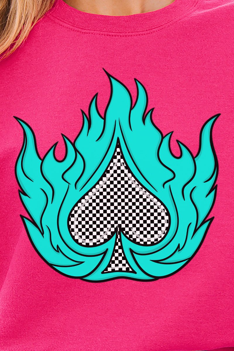 Spade In Flames Heavy - weight Crew Sweatshirt - Wholesale Accessory Market