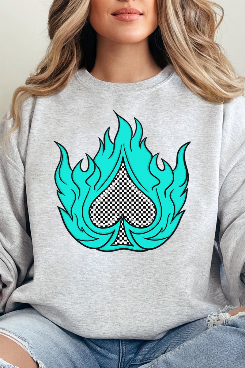 Spade In Flames Heavy - weight Crew Sweatshirt - Wholesale Accessory Market