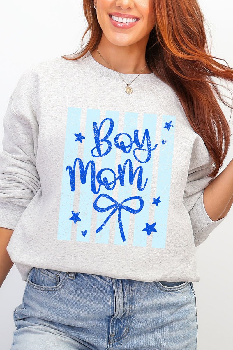 Striped Stars Boy Mom Heavy Blend Crew Sweatshirt - Wholesale Accessory Market