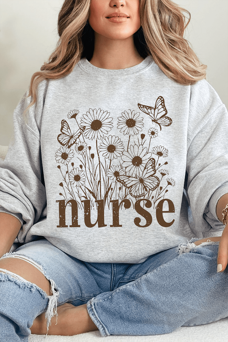 Wildflower Nurse Heavy Blend Crew Sweatshirt - Wholesale Accessory Market