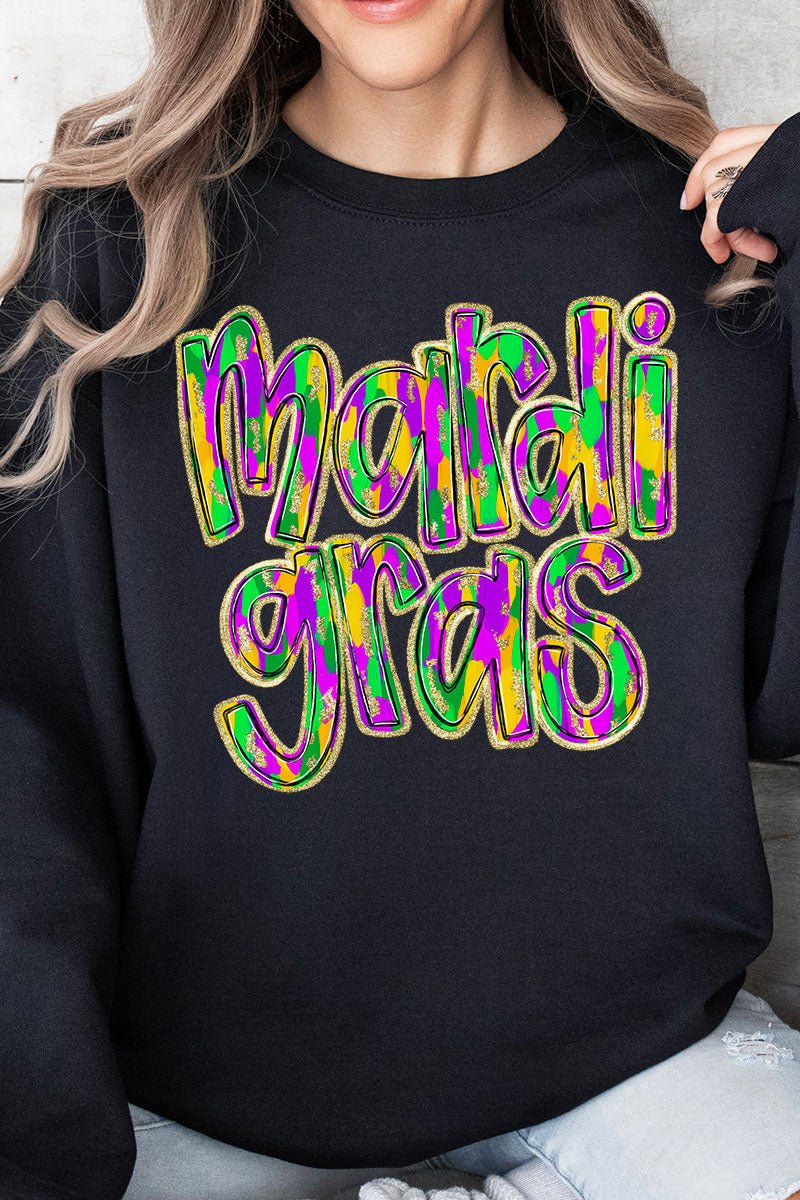 Brushed Mardi Gras Heavy - weight Crew Sweatshirt - Wholesale Accessory Market
