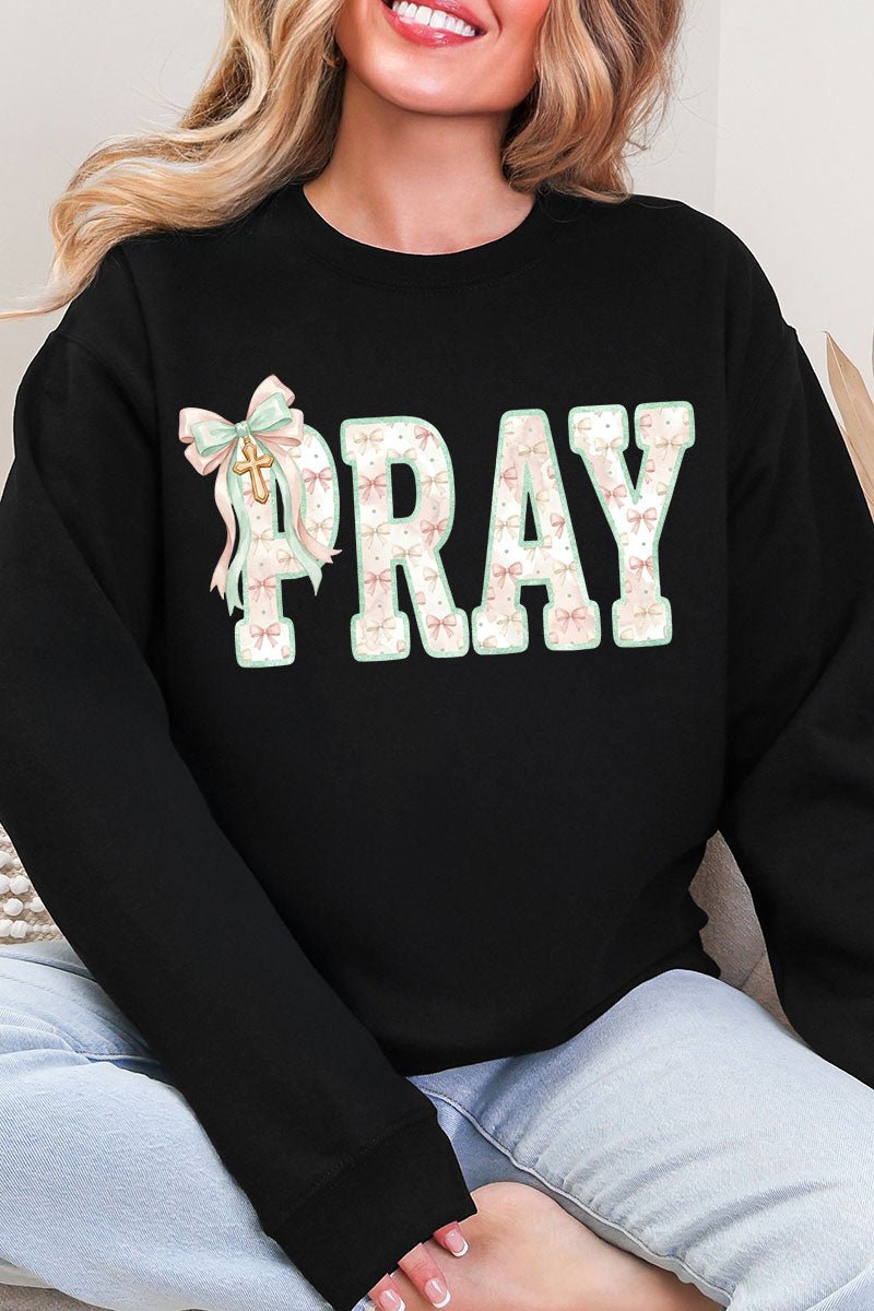 Coquette Cross Pray Heavy Blend Crew Sweatshirt - Wholesale Accessory Market