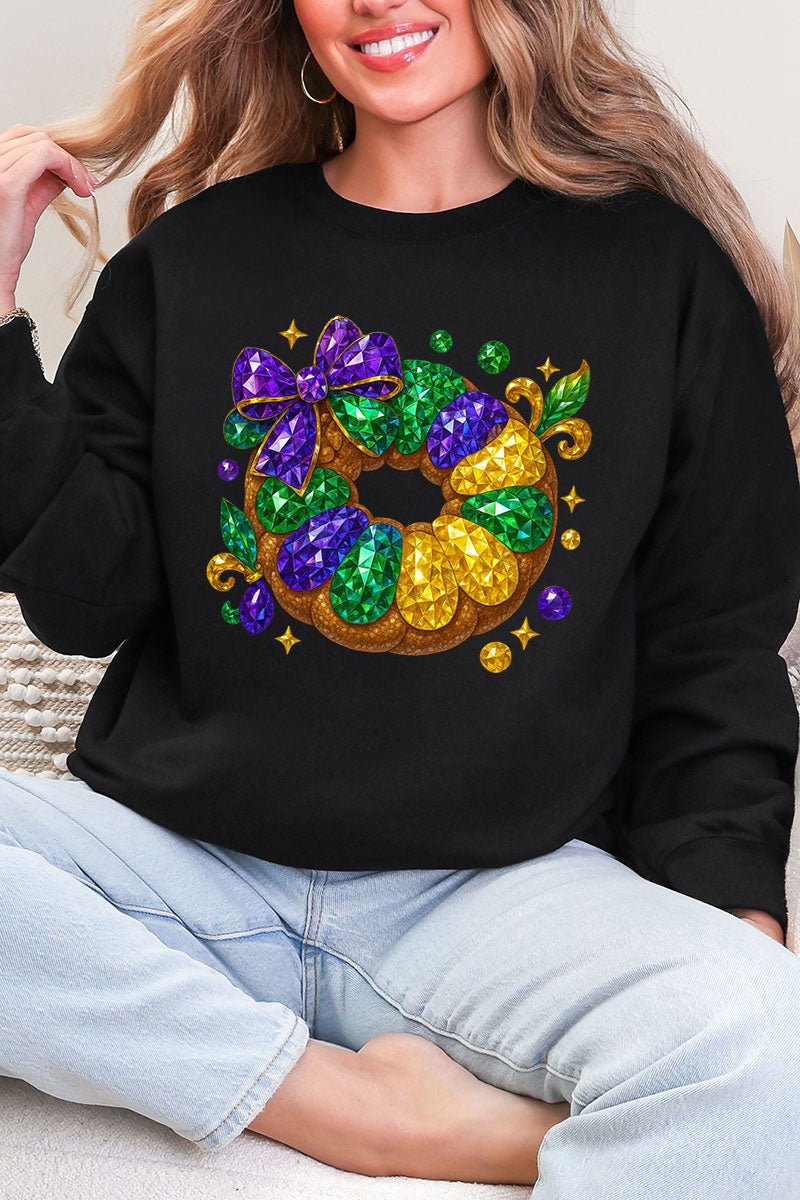 Faux Rhinestone King Cake Heavy Blend Crew Sweatshirt - Wholesale Accessory Market