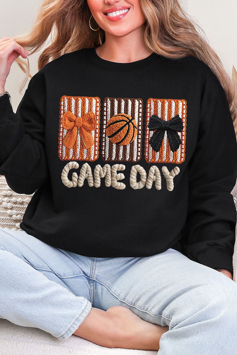 Faux Yarn Coquette Game Day Heavy Blend Crew Sweatshirt - Wholesale Accessory Market