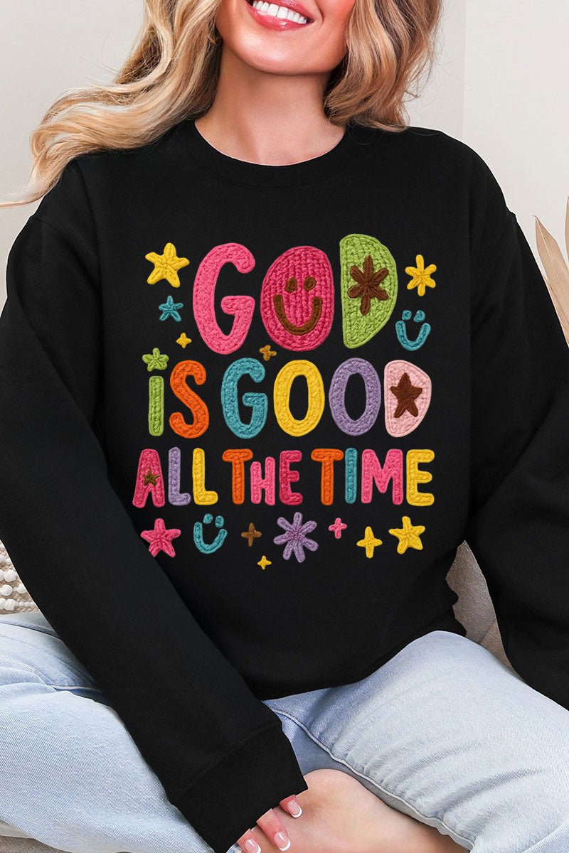 Faux Yarn God Is Good Heavy Blend Crew Sweatshirt - Wholesale Accessory Market