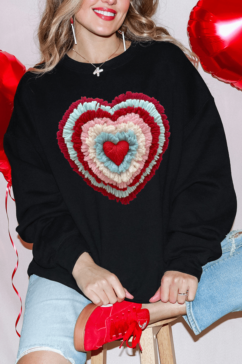 Faux Yarn Heart Collection Heavy Blend Crew Sweatshirt - Wholesale Accessory Market