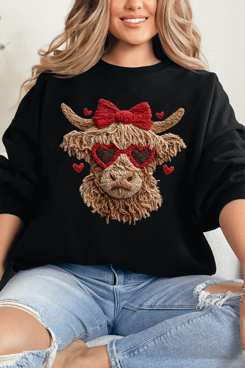 Heartbreaking Heifer Faux Yarn Heavy Blend Crew Sweatshirt - Wholesale Accessory Market