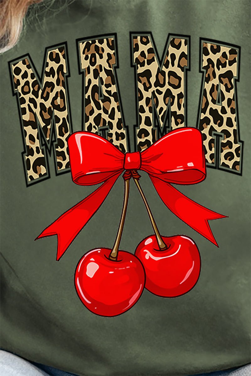 Leopard Cherry Mama Heavy - weight Crew Sweatshirt - Wholesale Accessory Market