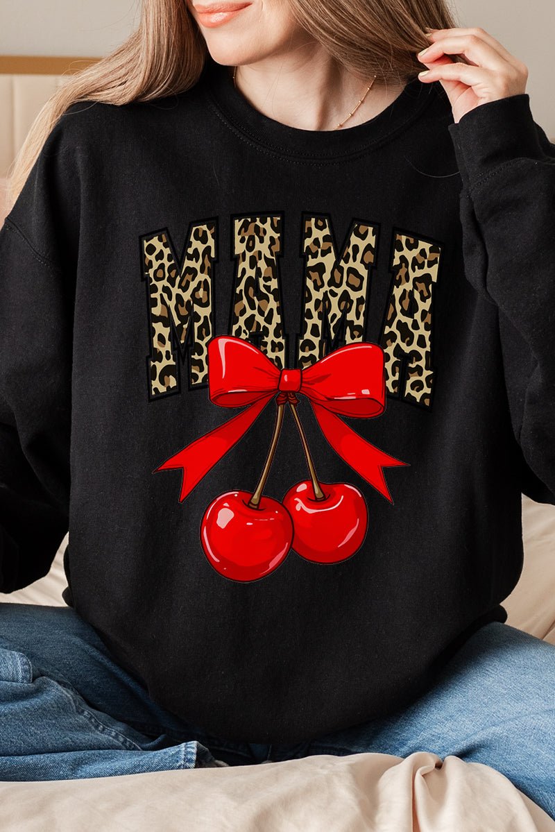 Leopard Cherry Mama Heavy - weight Crew Sweatshirt - Wholesale Accessory Market