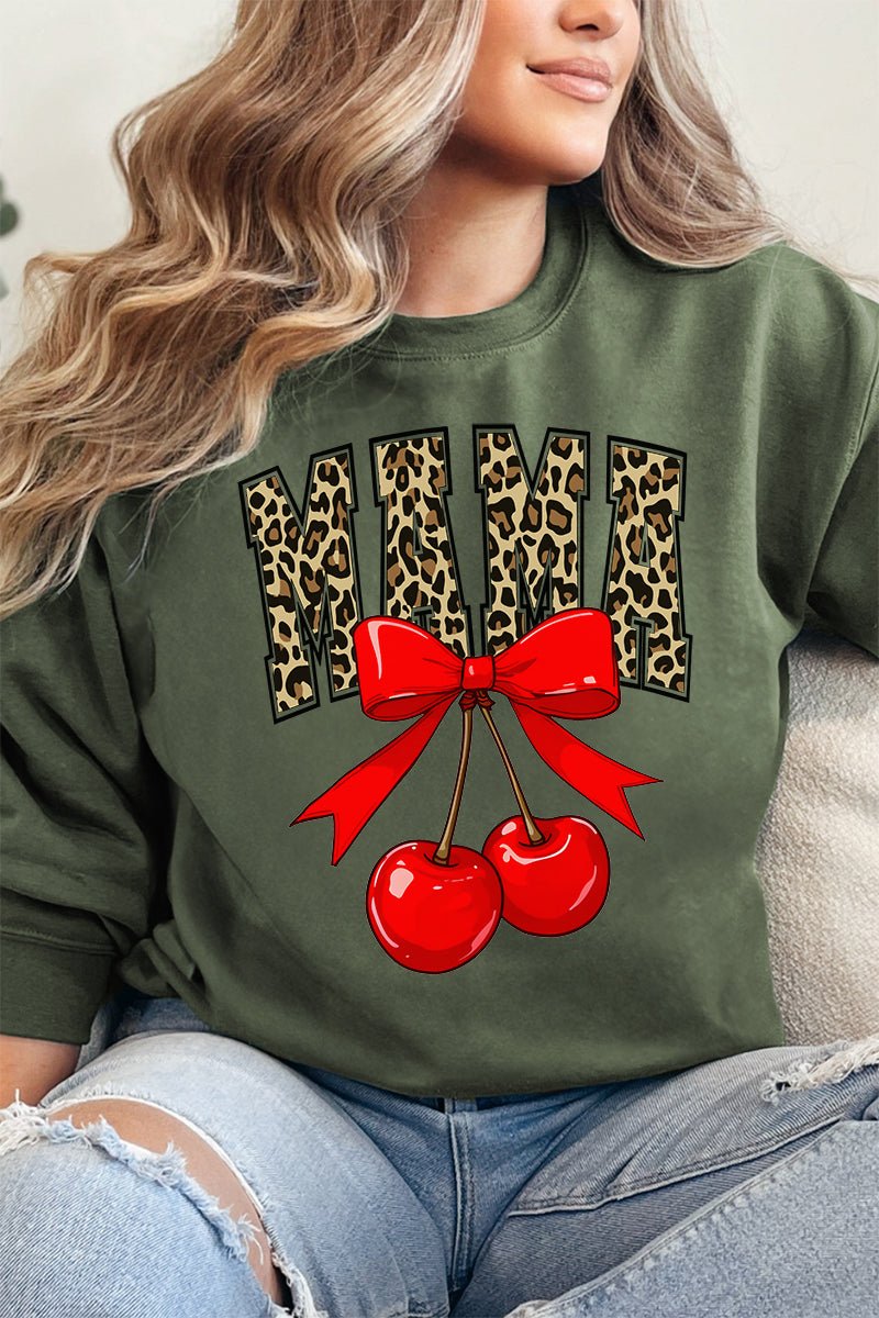 Leopard Cherry Mama Heavy - weight Crew Sweatshirt - Wholesale Accessory Market