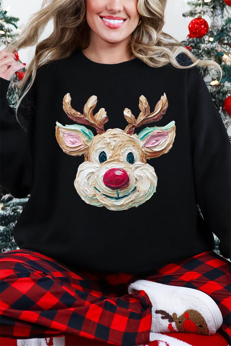 The Colorful Painted Reindeer Heavy Blend Crew Sweatshirt - Wholesale Accessory Market