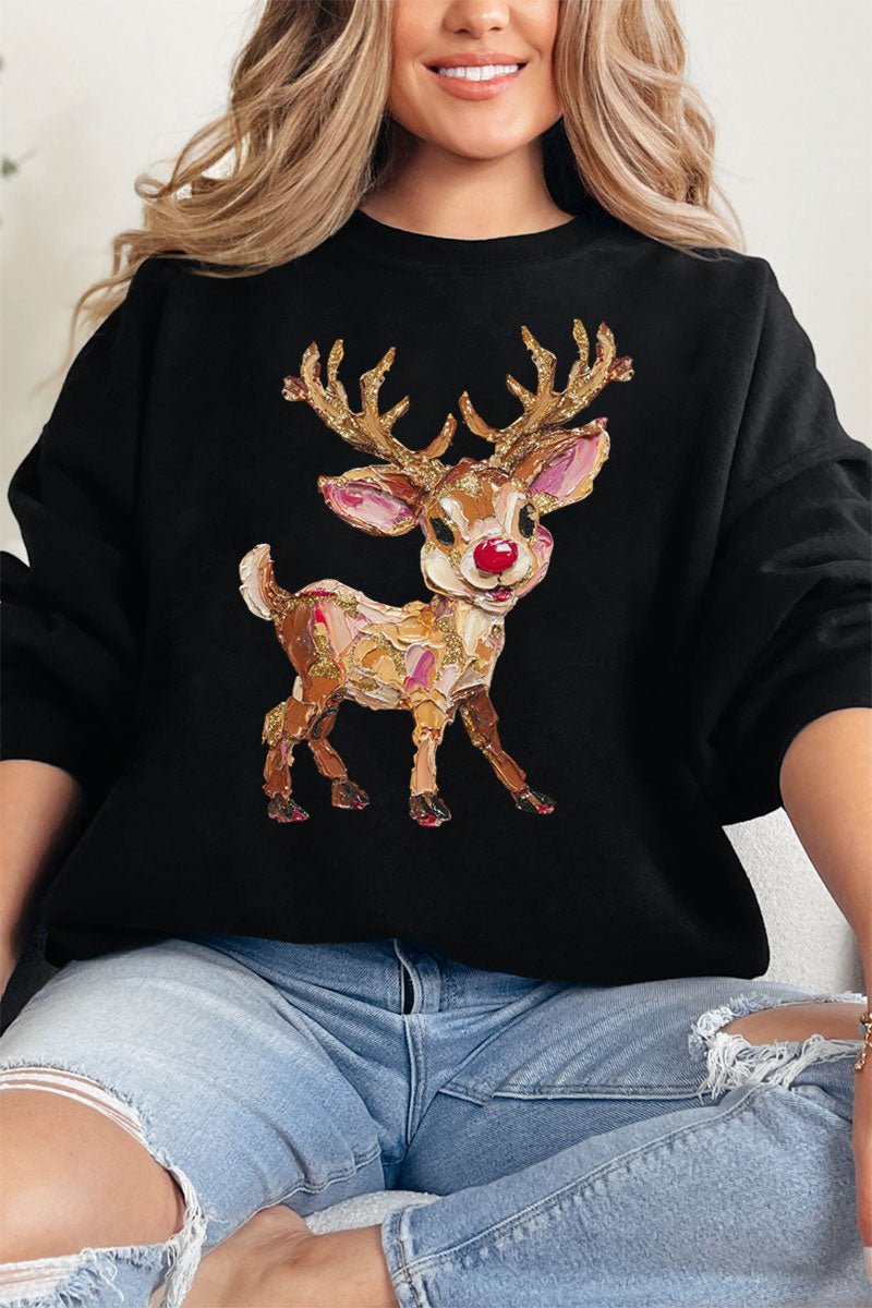 The Painted Red Nose Reindeer Heavy Blend Crew Sweatshirt - Wholesale Accessory Market