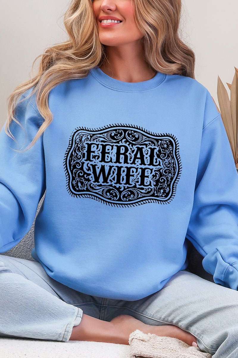 Belt Buckle Feral Wife Heavy Blend Crew Sweatshirt - Wholesale Accessory Market