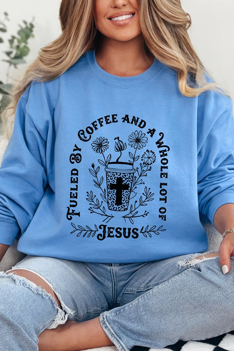 Black Coffee And A Whole Lot Of Jesus Heavy Blend Crew Sweatshirt - Wholesale Accessory Market