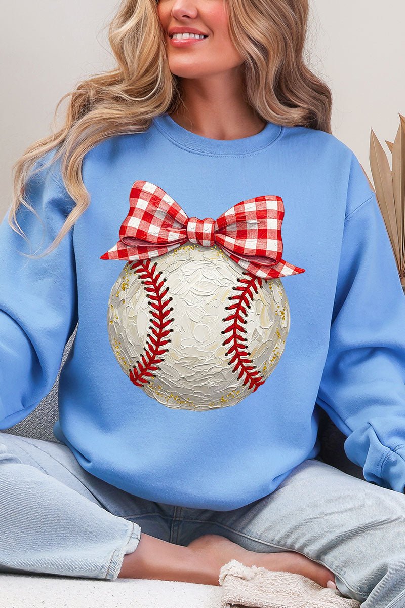 Painted Baseball Bow Heavy Blend Crew Sweatshirt - Wholesale Accessory Market