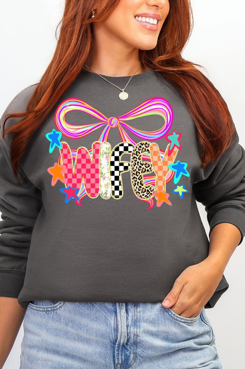 Colorful Preppy Wifey Heavy Blend Crew Sweatshirt - Wholesale Accessory Market