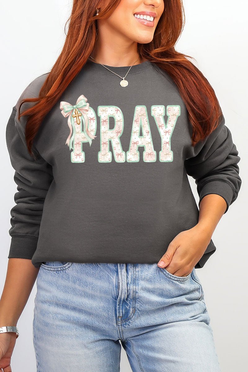 Coquette Cross Pray Heavy Blend Crew Sweatshirt - Wholesale Accessory Market
