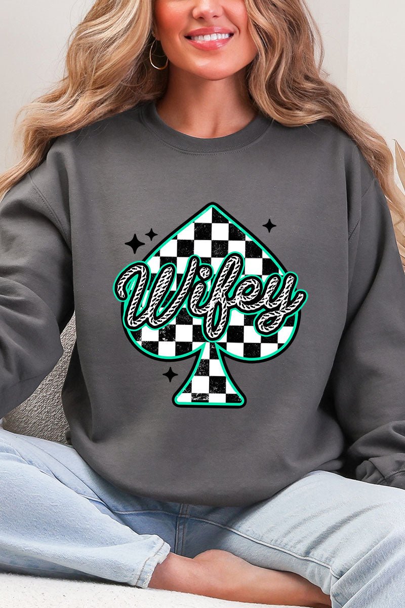 Lucky Spade Wifey Heavy Blend Crew Sweatshirt - Wholesale Accessory Market