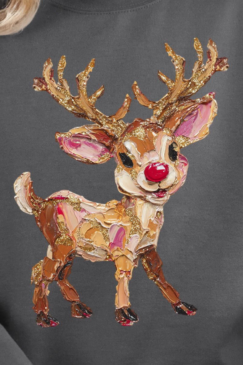 The Painted Red Nose Reindeer Heavy Blend Crew Sweatshirt - Wholesale Accessory Market