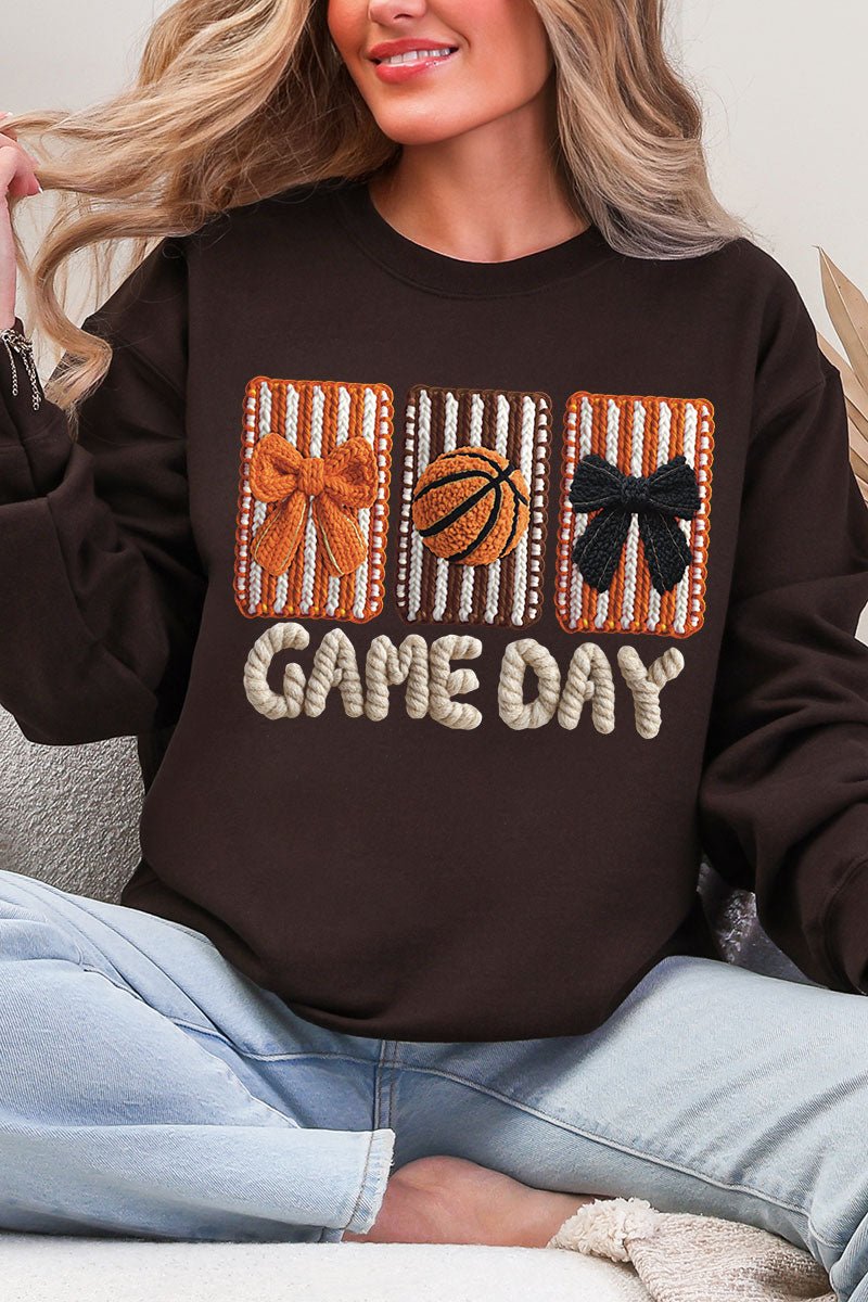 Faux Yarn Coquette Game Day Heavy Blend Crew Sweatshirt - Wholesale Accessory Market
