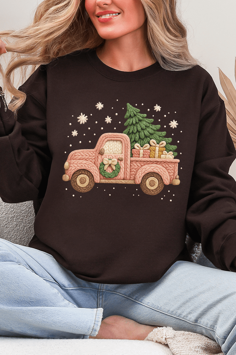 Faux Yarn Holly Jolly Haul Heavy Blend Crew Sweatshirt - Wholesale Accessory Market