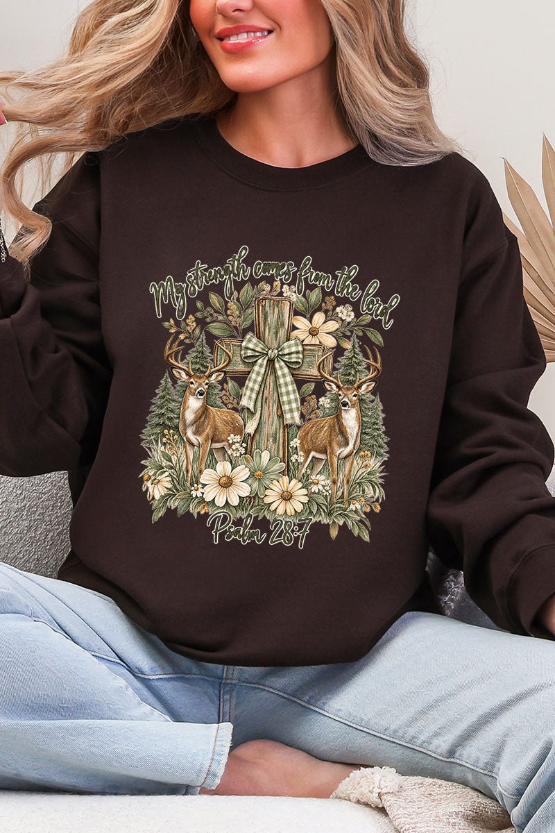 My Strength Woodland Deer Heavy Blend Crew Sweatshirt - Wholesale Accessory Market