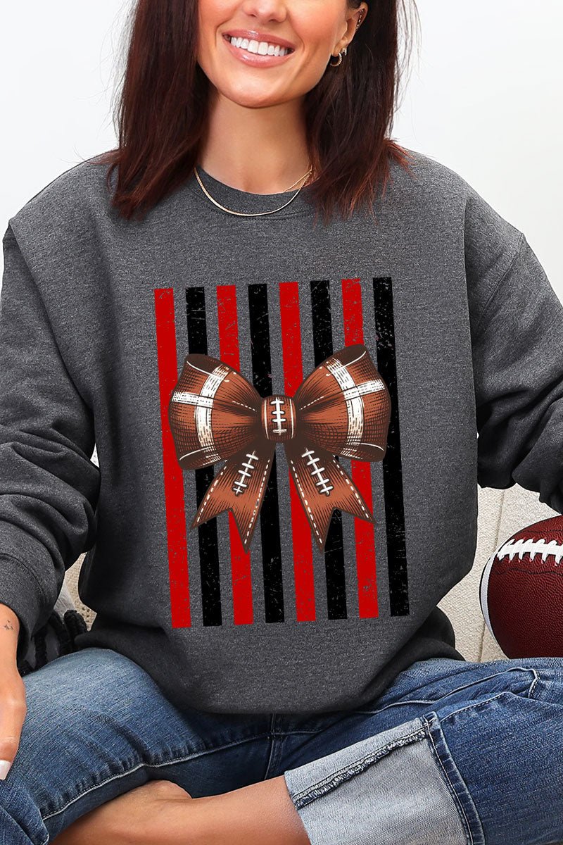 Red & Black Varsity Bow Heavy Blend Crew Sweatshirt - Wholesale Accessory Market